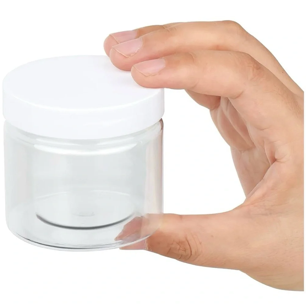 Beauticom Lot of 9 High Quality Thick Acrylic Sample Container Jars with Lids.